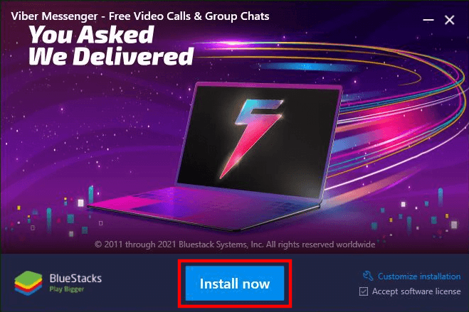 BlueStacks install button