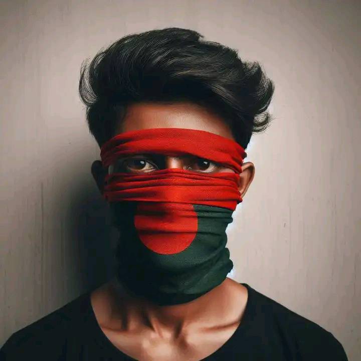 লাল কাপড় মুখে ও চোখে বেঁধে ছবি [Profile Picture]