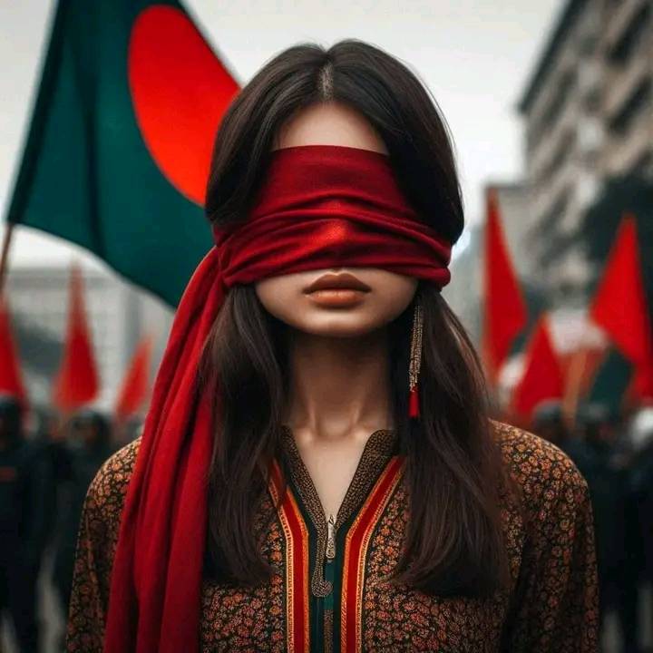 লাল কাপড় মুখে ও চোখে বেঁধে ছবি [Profile Picture]