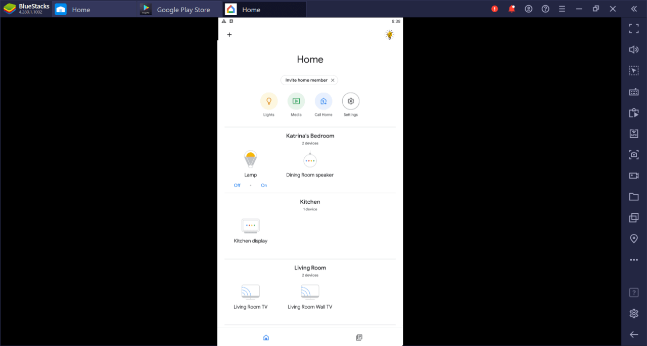 Google Home App use on BluesStacks