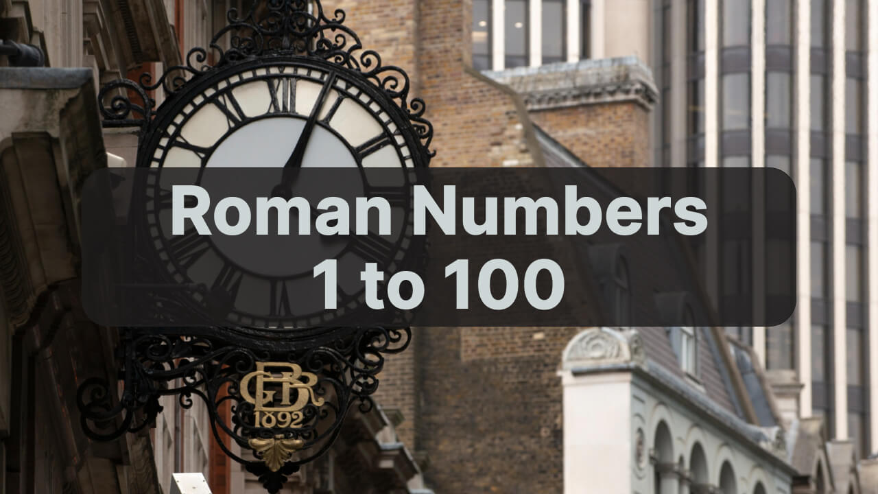 Roman Numbers 1 to 100